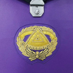 Masonic Embroidered Patch Badge Gold Purple Symbol Classical Style Sew-On Fabric Applique for Bags - Product Image 5