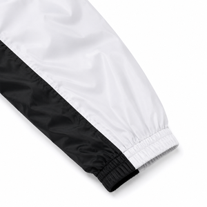 Men's Black White Color Blocking <b>Racer</b> <b>Jacket</b> Windproof Sporty Style Stand Collar Zipper Closure Regular Fit Spring Wear - Product Image 5