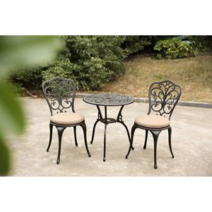 Best Seller Set da bistrot in alluminio da esterno resistente alla ruggine 3 pezzi con comodo cuscino - Product Image 6