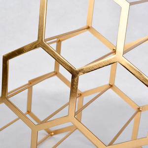 Modern geometric metal wine <b>rack</b> gold finish bottle holder countertop wine <b>storage</b> stand for home bar <b>kitchen</b> decor - Product Image 5