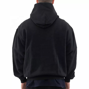 Taille personnalisée 80% coton 20% polyester plaine noir Streetwear pull à capuche en polaire sweat à capuche personnalisé pour hommes - Product Image 3