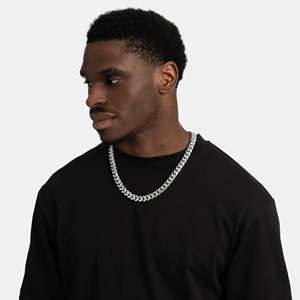 Collier chaîne cubaine pour homme en argent sterling 925 plaqué rhodium, style hip-hop, à porter au quotidien - Product Image 3