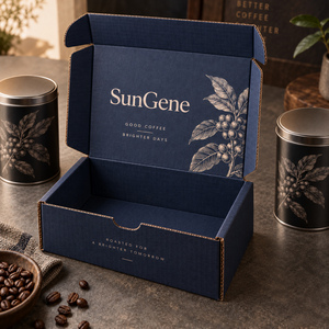 กล่องไปรษณีย์กระดาษลูกฟูกพิมพ์ลายสำหรับบรรจุกระป๋องกาแฟคั่ว ยี่ห้อซันเจน รุ่นเฮฟวี่-ดิวตี้ สีอินดิโก้และซาตินแพลตตินัม - Product Image 4