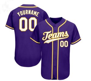 Camiseta de Béisbol Personalizada Morada con Ribete Dorado con Nombre y Número del Equipo |   Proveedor Mayorista de Camisetas de Béisbol - Product Image 1