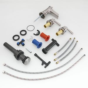 Rubinetto per lavabo bagno da 8 pollici, nichel spazzolato, 3 fori, scarico a scomparsa, doppia leva, rubinetto bagno da 8 pollici - Product Image 5