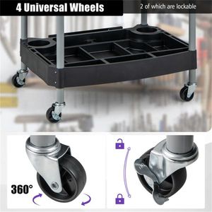 Chariot utilitaire à 3 niveaux avec roues universelles verrouillables et plusieurs séparateurs - Product Image 4