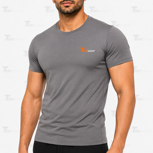 Chemises de compression à manches courtes pour hommes, tissu jersey respirant et écologique, séchage rapide, col rond, entraînement sportif - Product Image 3
