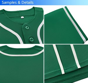 Green Baseball Jersey Modern Baseball Jersey Top with Simple Design for Everyday Styling Breathable <b>Polyester</b> Unisex - Product Image 4