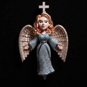 Colgante de Moissanita con diseño de ángulo popular, estilo Iced Out, para ocasiones religiosas, de plata 925, joyería fina, colgantes y dijes - Product Image 1