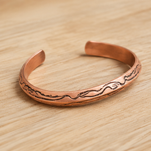 Premium Textured Beveled Open Cuff Pure Copper Bracelet With Fashionable Metal Jewelry Exquisite Design - Product Image 4