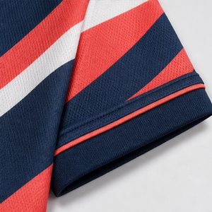 Polo à manches courtes pour femme avec logo personnalisé, rouge, blanc, bleu foncé, chevron, séchage rapide, sublimation, vêtements de sport pour le golf - Product Image 5
