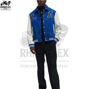 Veste de baseball en toile et peau de mouton pour homme, style streetwear d'hiver, personnalisable en gros - Product Image 4