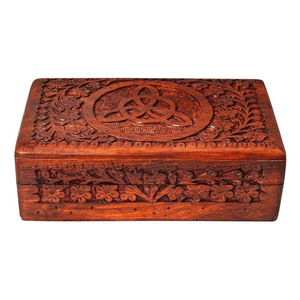 Proveedor de artesanías de madera de alta calidad, caja organizadora decorativa de joyería de madera, caja antigua de tallas florales intrincadas para Decoración - Product Image 6