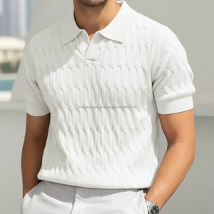 Camisas de Hombre Lisas con Cuello de Punto Trenzado, Diseño Clásico, Algodón Mercerizado Personalizado, Fábrica ODM - Product Image 5