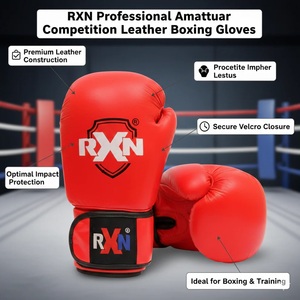 Gants de boxe professionnels en cuir pleine fleur RXN World Champ Competition - (BG-01) - Product Image 4