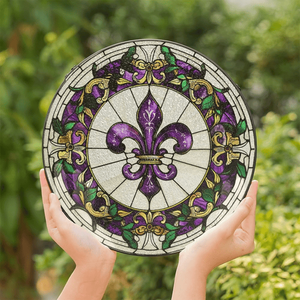 CIFbuy Colorful Glass Fleur De Lis <b>Window</b> Hanging Stained Glass <b>Panels</b> Home Decor Atmosphere Pendant TikTok for Temu Pick - Product Image 4