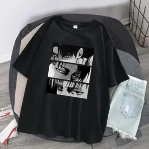 เสื้อยืดผ้าฝ้ายสีดำขนาดใหญ่พิเศษพร้อมลายพิมพ์ลายอนิเมะสไตล์สตรีทแขนสั้นคอกลมสำหรับผู้ชาย - Product Image 4