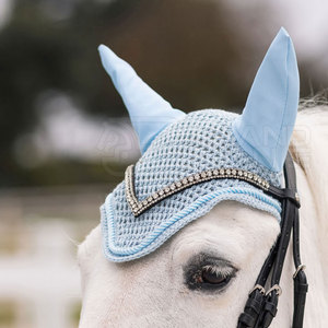Top Trending Custom Horse Riding Ear Bonnets With Piping Crochet <b>Fly</b> Veil Ear <b>Net</b> Crochet Bonnet With Neoprene Ear Covers - Product Image 4