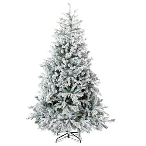 Albero di Natale innevato preilluminato da 2,1 m con 1100 rami e 400 luci, pino artificiale a cerniera per feste natalizie - Product Image 1