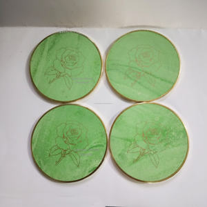 ที่รองแก้วเครื่องดื่มหินอ่อนสีเขียวทรงกลมแบบพรีเมียมพร้อมลายกุหลาบสีทองที่สลับซับซ้อนแผ่นรองเครื่องดื่มซึมซับดีทันสมัยและใช้งานได้จริง - Product Image 5