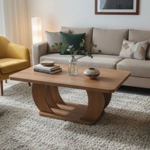 Mesa de Centro de Madera Artesanal Hecha a Mano con Construcción de Madera Sólida, Acabado Natural, Diseño Elegante para Sala de Estar - Product Image 4