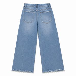 Jean déchiré taille haute pour femme, coupe large, respirant, écologique, délavé, style streetwear ample, été-automne - Product Image 3