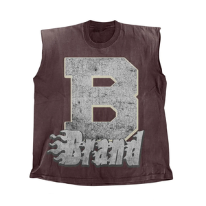 เสื้อยืดผู้ชายผ้าฝ้าย 100% ทรงหลวม พิมพ์ลาย 280 GSM ผ้าฝ้ายพรีเมียม เฟรนช์เทอร์รี่ เสื้อยืดแขนกุดผู้ชาย พิมพ์ลายพัฟฟ์แบบกำหนดเอง ประดับด้วยหมุด - Product Image 5