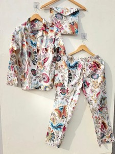 Cotton PJ Nightwear Women Handmade Night <b>Suit</b> Two Piece Set Cotton Sleepwear Gift - Product Image 1