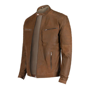 Mens Lambskin Leather <b>Jacket</b> Shirt Collar <b>Slim</b> <b>Fit</b> Casual Biker <b>Jacket</b> All Colors Custom Leather <b>Jacket</b> Vintage Brown <b>Jacket</b> - Product Image 2