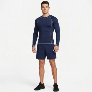 Men Sports <b>Compression</b> <b>Shirt</b> Long Sleeve Rash Guard Athletic Base Layer Crew Neck Fitted Training Apparel Cycling <b>Shirt</b> - Product Image 5