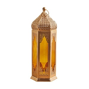 Juego de 2 faroles colgantes decorativos de metal estilo marroquí, acabado en oro antiguo, portavelas para decoración del hogar, mejor precio - Product Image 4