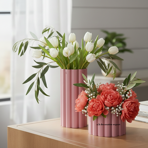 Minimalist Eco Friendly Matte Pink Rectangle Aluminium <b>Vase</b> <b>Set</b> Luxury Decorative Flower Pots Wedding Centerpieces Modern Home - Product Image 5