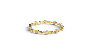 Anillo de Diamantes Redondos con Bisel Acordonado de Oro de 18K, Anillo de Eternidad Completo, Anillo Apilable Texturizado, Joyería Fina para Mujer - Product Image 1