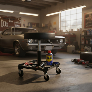 250lb Load Lift <b>Chair</b> Rolling Garage Stool Swivel Adjustable Mechanic Seat with Tool Tray Workshop Creeper <b>Padded</b> Seat GAPGAR030 - Product Image 4