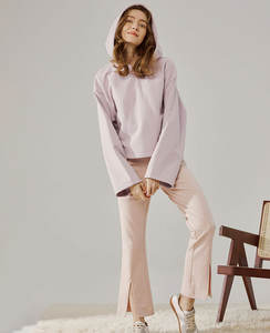 Sweat à capuche oversize à coupe courte personnalisé, décontracté, d'hiver, oversize, décontracté, en tricot uni, pour femme - Product Image 3