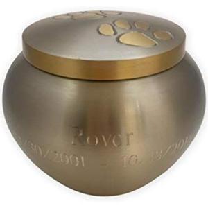 Urne funéraire Odyssey en laiton pour animaux de compagnie, pour cendres commémoratives, faite à la main, dernier style, avec empreinte de patte dorée. - Product Image 6