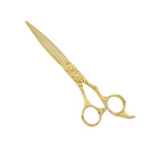 Ciseaux de coiffure professionnels en acier inoxydable, lame tranchante, pour droitiers, manche long, finition dorée - Product Image 5