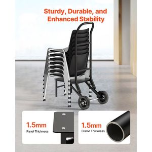 Carrello Porta Sedie Pieghevole in Metallo, Capacità 150 LBS, Funzione Impilabile per 10 Sedie, Ideale per Conferenze - Product Image 3