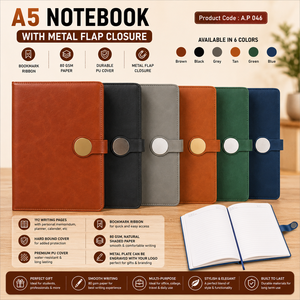 Carnet d'écriture scolaire A5 Premium avec fermeture à rabat métallique, couverture en PU, papier ligné 80 g/m², marque-page en ruban, agenda relié rigide - Product Image 1