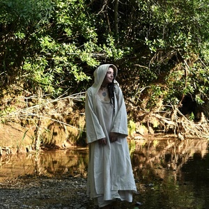 Kimono Boho con Capucha de Algodón Crudo, Túnica Ritual OM Mandala, Prenda para Usar en Capas, Frente Abierto, Manga Ancha, Ropa Casual - Product Image 2