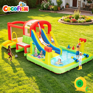 Cocofish Parque de Diversiones Inflable para Jardín, Castillo Hinchable con Piscina, Tobogán, Aro, Pistola de Agua, Combo Hinchable Grande para Niños - Product Image 1