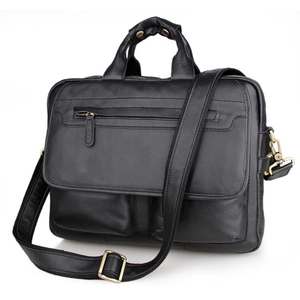 Maletín de Cuero Genuino de 15 Pulgadas con Correa de Hombro Arqueada Desmontable, Estilo Minimalista Unisex, Cierre de Hebilla, Patrón de Leopardo, para Caza - Product Image 1