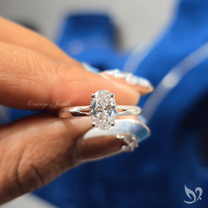 Bague de fiançailles classique ovale solitaire 1 carat certifiée IGI, or 10K, à sangle fendue, minimaliste, pour cadeau de mariage - Product Image 5