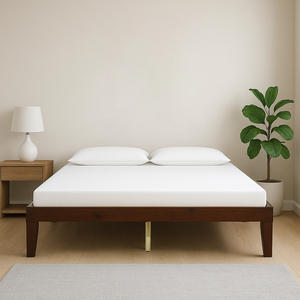 Cadre de lit plateforme en bois de pin massif naturel, lits en bois durables et écologiques, fabricant de meubles de chambre à coucher au Vietnam, OEM/ODM - Product Image 1