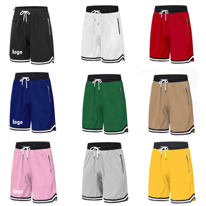 Shorts de basketball en mesh pour hommes, couleur unie, séchage rapide, respirant, avec poches latérales zippées, cordon de serrage, vêtements de sport décontractés - Product Image 1