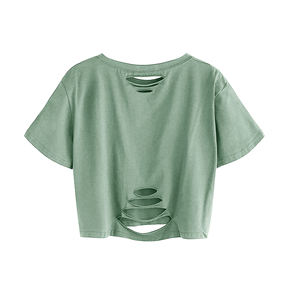 Chemises crop top oversize pour femmes, vêtements streetwear pour femmes, t-shirts crop top à manches courtes, chemises crop top personnalisées 100% coton - Product Image 5