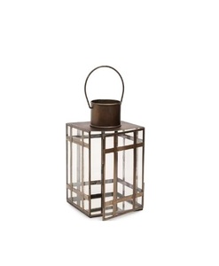 Lanterne moderne en fer forgé, lanterne décorative en métal, finition laiton antique, fabrication artisanale, pour table et suspension, design élégant - Product Image 1