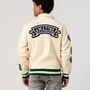 Nueva Chaqueta Universitaria de Diseño Exclusivo con Bordado Chenille, Chaqueta Bomber Ligera de Lana con Letras para Escuela, Universidad - Product Image 6