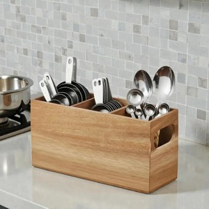 Soporte clásico de madera para cubiertos, adecuado para la mesa del comedor, almacenamiento de cucharas y tenedores, y organizador de utensilios para la encimera de la cocina. - Product Image 4