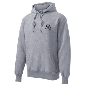 Sudadera con Capucha de Punto para Hombre, Estilo Casual, para Invierno, 340 GSM, con Patrón de Letras, Color Gris, Felpa de Algodón - Product Image 1